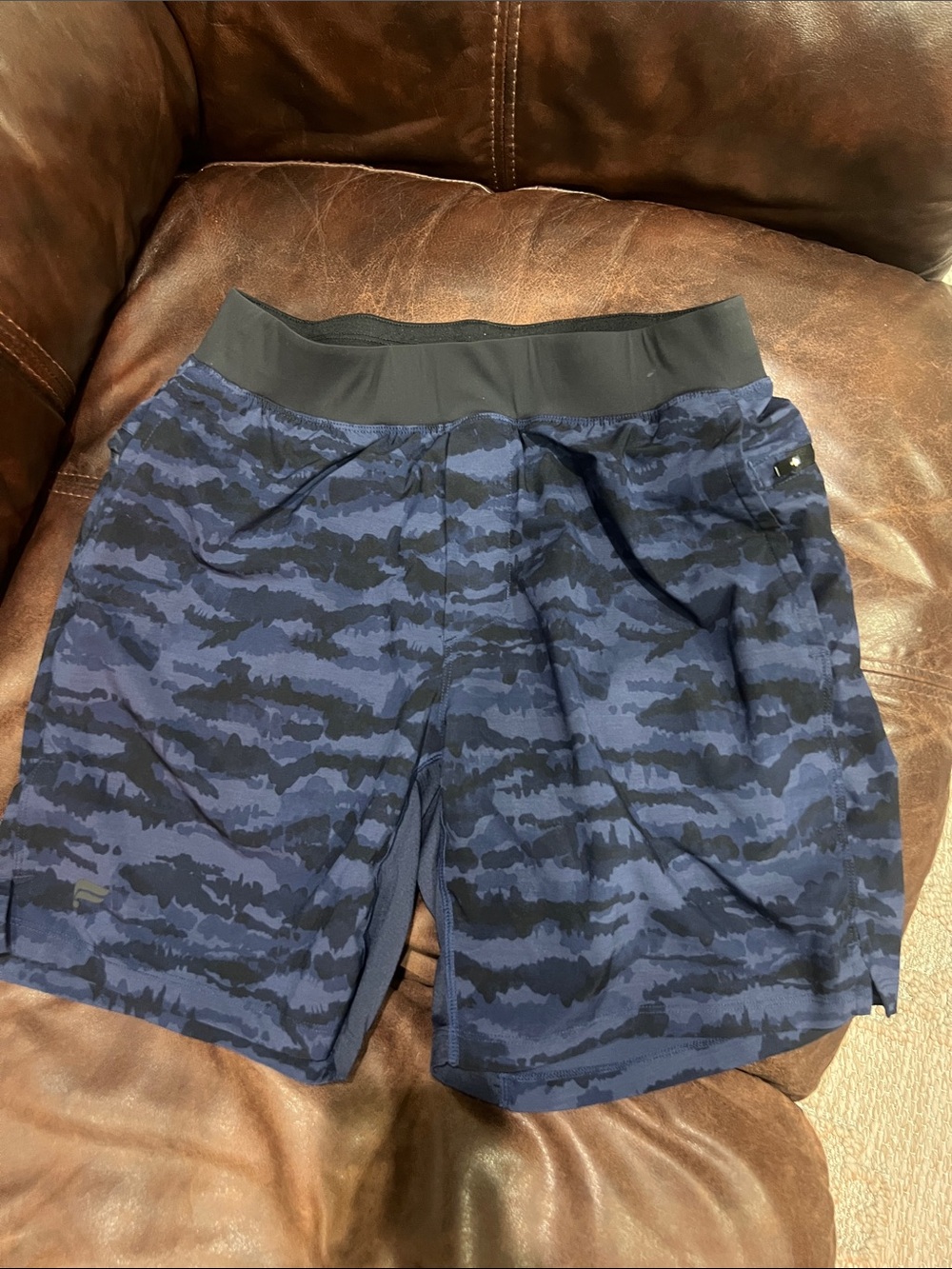 FABLETICS Men's Blue Camo Performance Shorts Medium